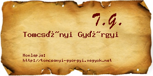 Tomcsányi Györgyi névjegykártya